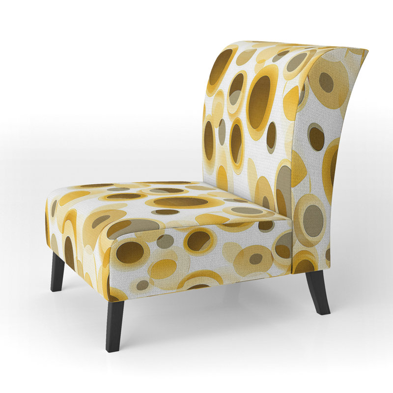 Motif artistique à fantaisie à pois - Fauteuil de chambre rembourré moderne, fauteuil d'appoint à pois, Jaune