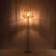 Lampe sur pied en corde en forme de diamant fabriquée à la main avec base en métal noir, style moderne bohème, compatible E26 à DEL