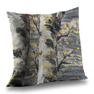 Budding White Birches - Office Gray Poly Twill Throw | Home Decor