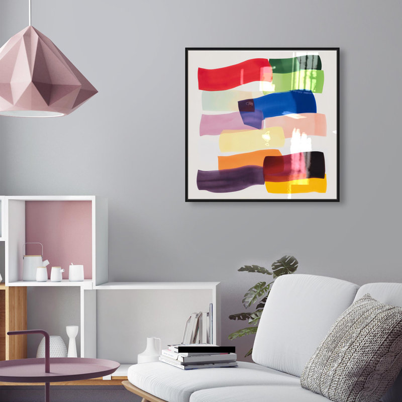 Oliver Gal Hues Entwined II Abstract - Hand-Applied Glass Coat Framed Canvas Art, Black, 24" H x 24" W