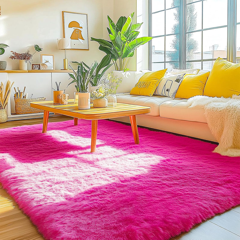 8×10ft ft Solid Color Rug Fluffy Shag Area Rug Indoor Carpet for Living Room Bedroom Bedside Nursery Kids' room