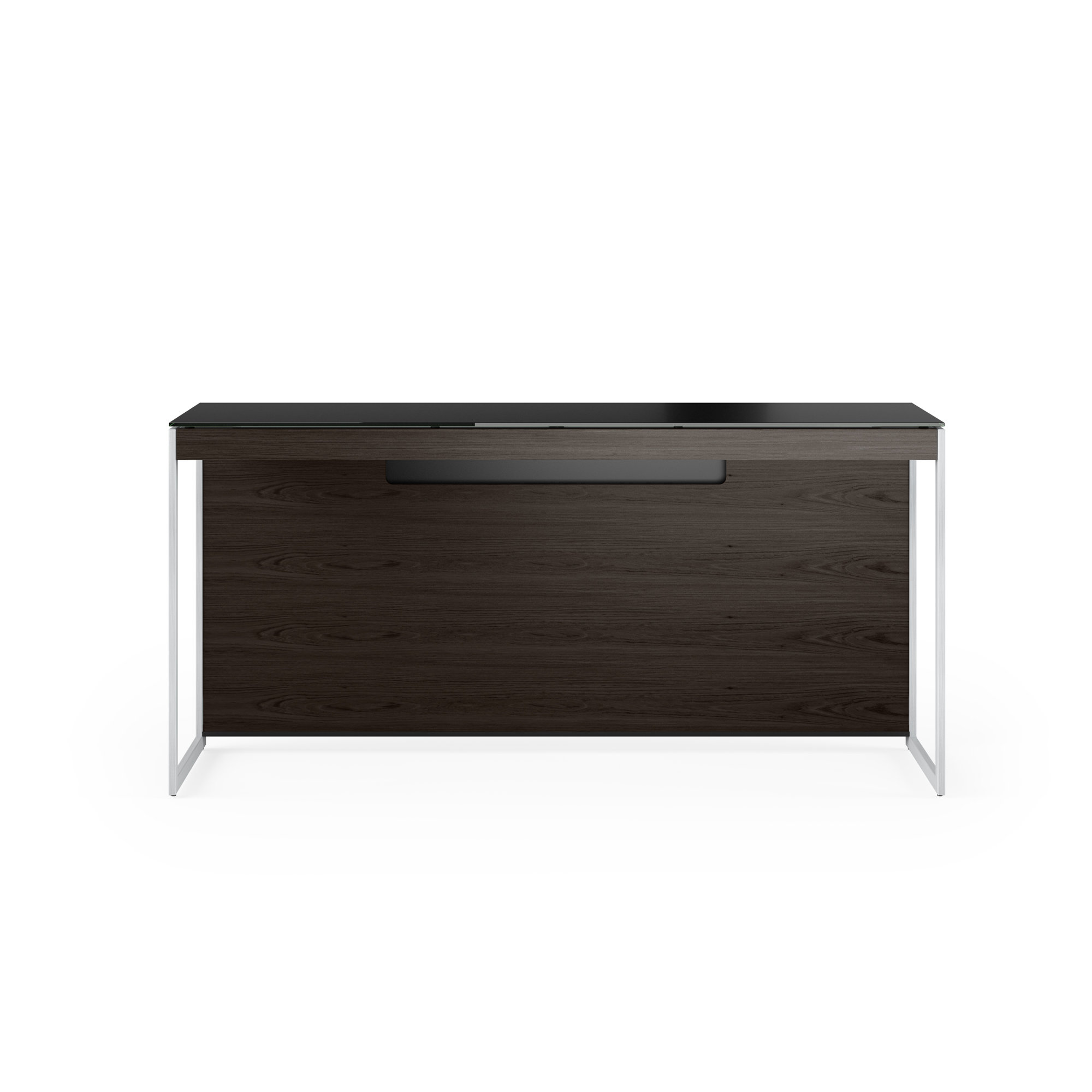 Sequel 20 Writing Desk, Charcoal Stained Ash/Satin Nickel, 24.75" H x 48" W x 24" D