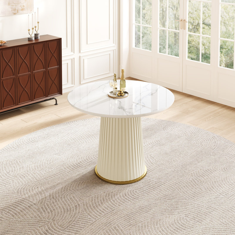 Tables de salle à manger modernes avec plateau en pierre frittée brillante, base en métal