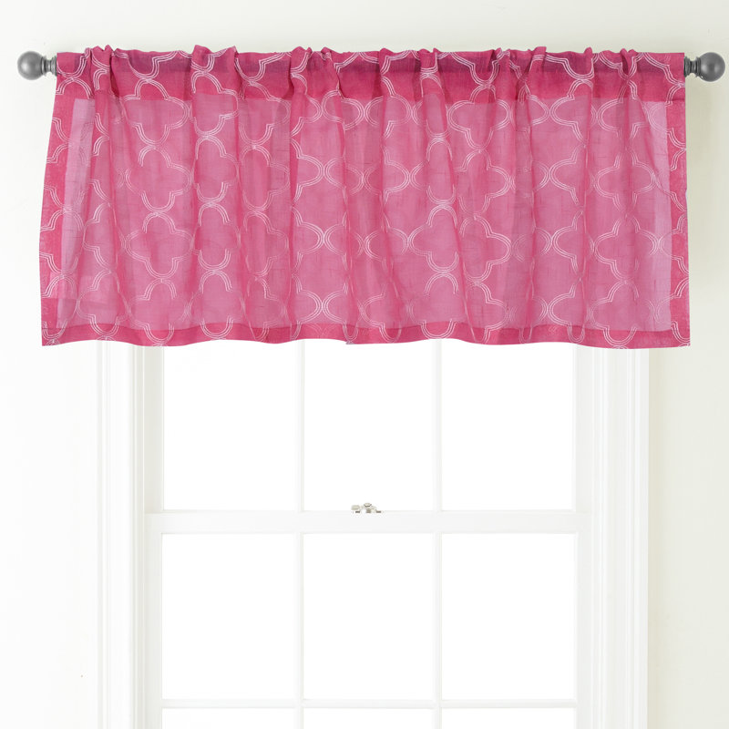 Geometric Tailored Window Valance, Azalea Pink