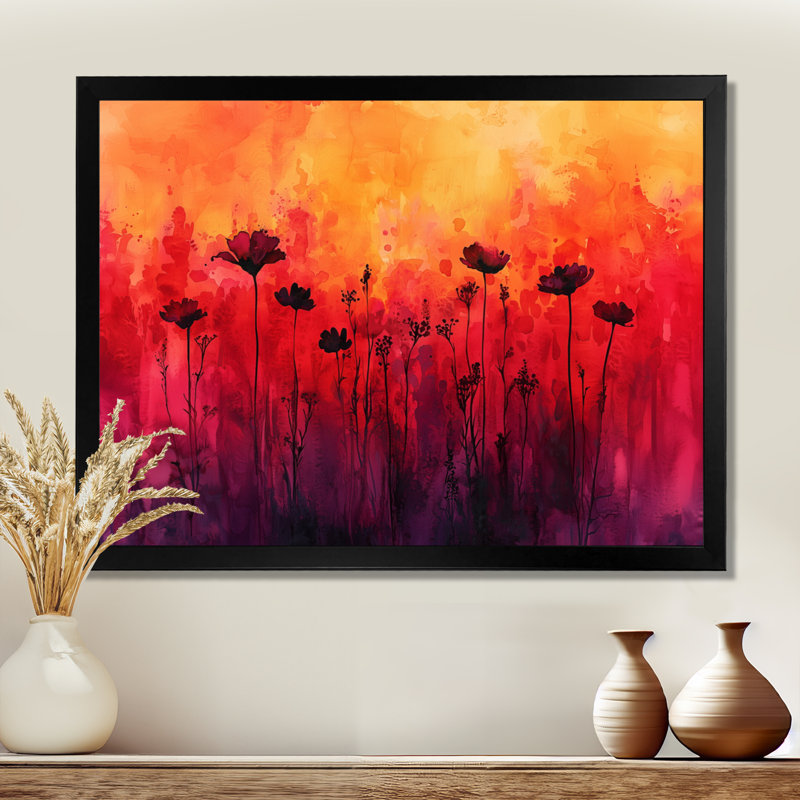 Alger - Floral Wall Art, Reproduction encadrée d'une seule photo, Noir, H 12 po x l 20 po