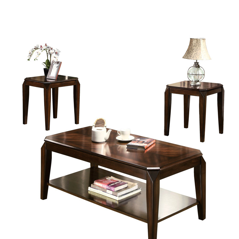 Ensemble de 3 pièces de table basse (quantité de 1) avec table de bout (quantité de 2)