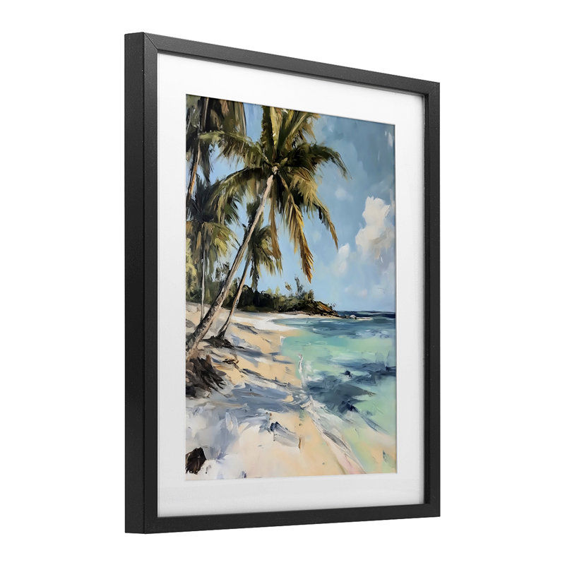 Tranquil Tropical Coastline, reproduction encadrée sous verre, conception de Franklyn Gregory, H 21 po x l 17 po