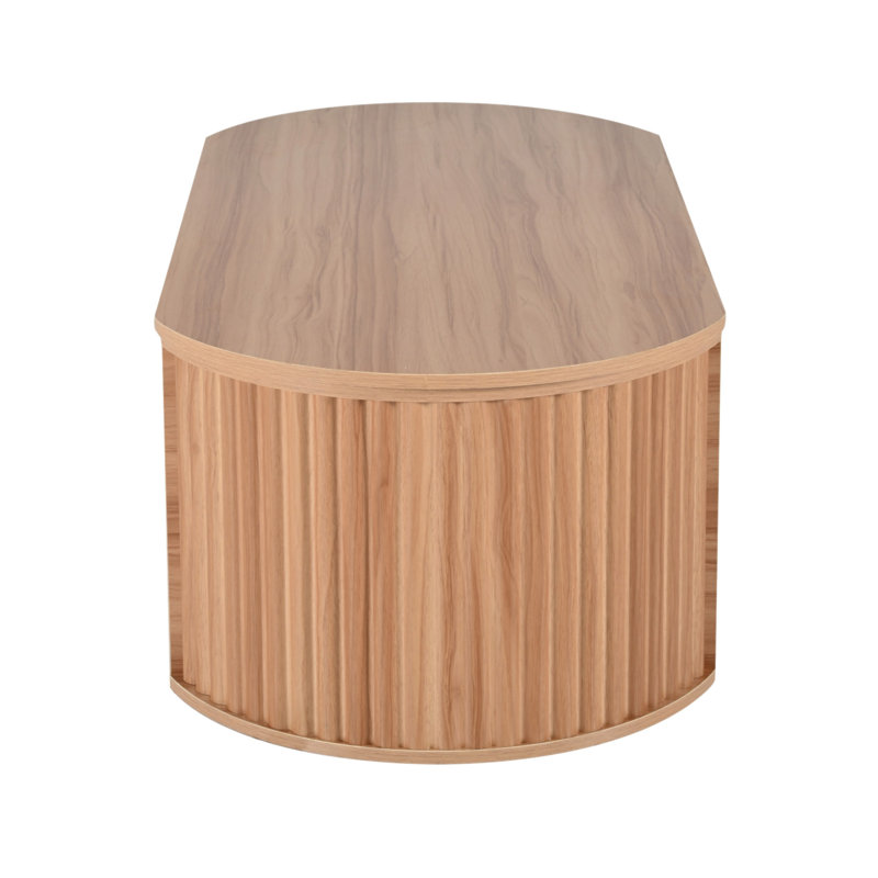 Table basse relevable avec compartiments cachés, plateau relevable ovale moderne, Naturel