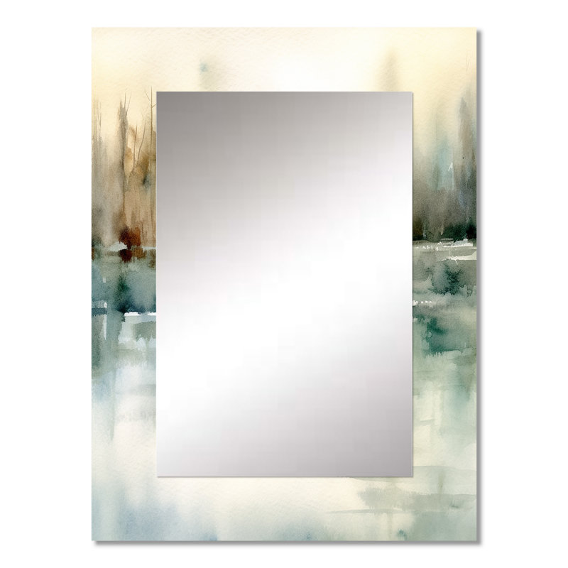 Nanteuil Ducks in Pond I - Duck Decorative Wall Mirror, White Mirror, Printed Metal Art, 32" x 24"