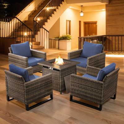 Hansencamp 4 - Person Outdoor Seating Group With 30" Fire Pit And Cushions