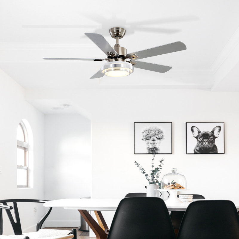 52'' Ceiling Fan with LED Lights, Silver