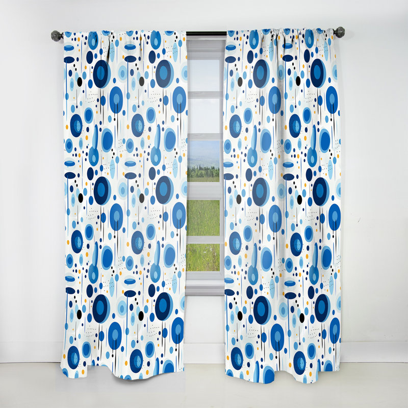 Minimaliste cobalt bleu cercles géométrie II - rideau en velours moderne - obscurcissant - 1 panneau, L 52 po x L 120 po