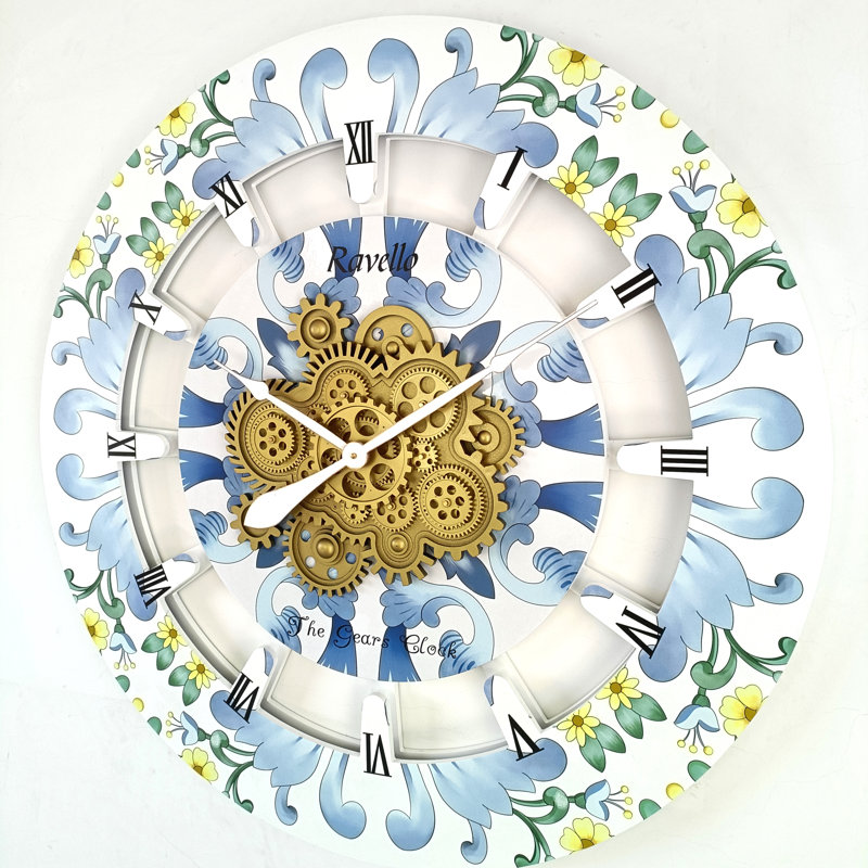 Oversized 36" Industrial Steampunk Wall Clock with Moving Gears