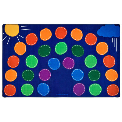 Tapis bleu à motif géométrique Rainbow Seating