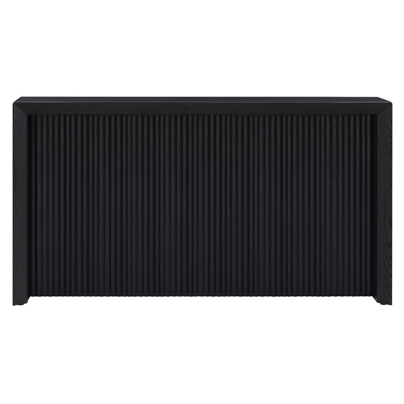 Piedmont 56" Wide Rectangular Fluted Console Table in Black Grain, Black Grain