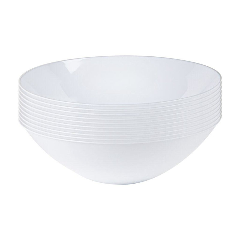 Bols ronds en plastique blanc 16 oz avec bordure argentée Ecoqualité 20 invités