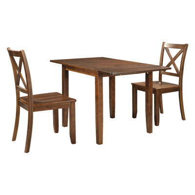 Ensemble de table de salle à manger 3 pièces avec 2 chaises à dossier en X pour petits espaces