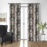Country Lane Toile Ebony Cotton Grommet Top Drapery Panel Set of 2