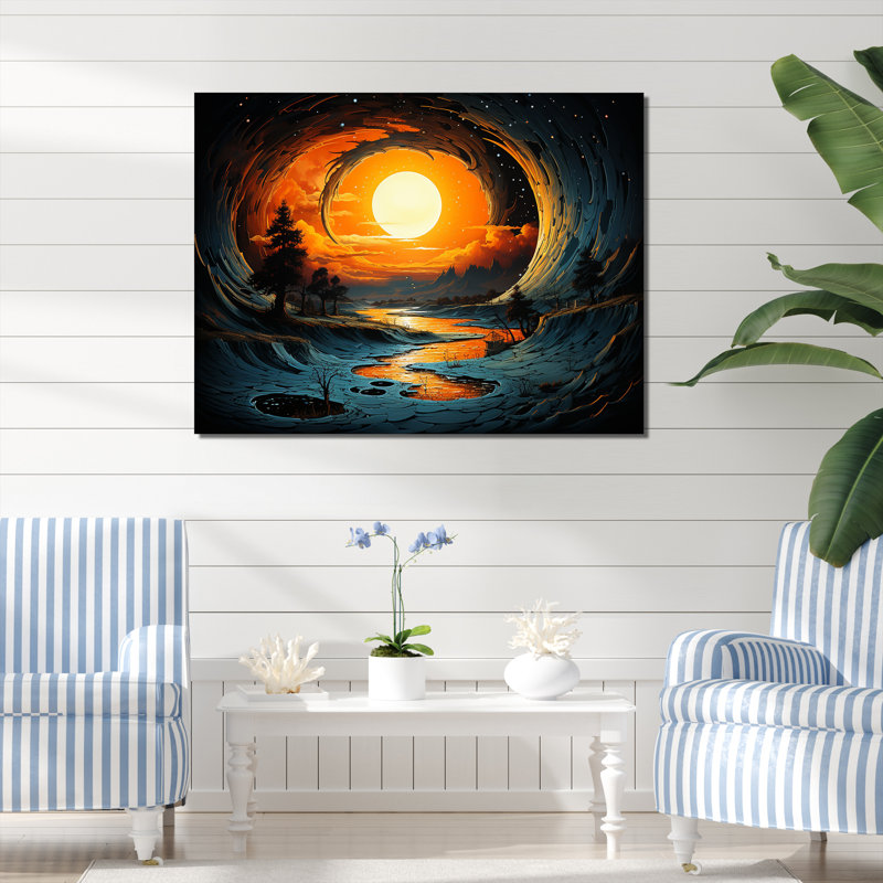 Coucher de soleil sur les vagues - plage, art mural, Toile tendue, H 12 po x l 20 po x P 1 po