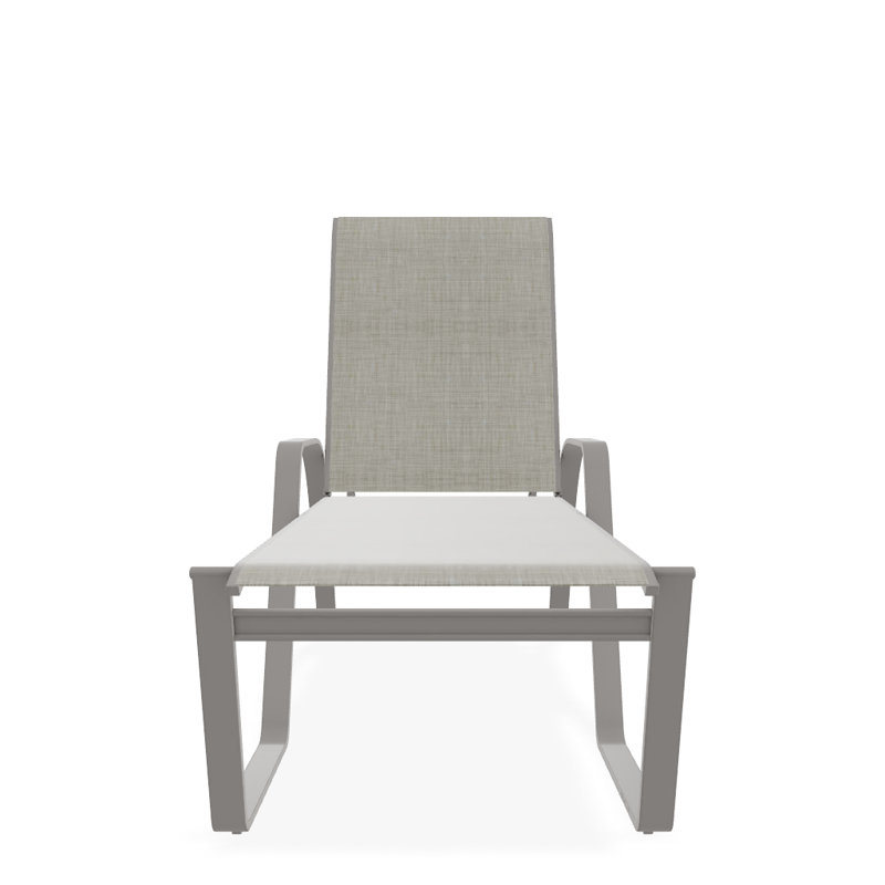 Holna Outdoor Rust-Resistant Metal Chaise Lounge, Ella, Textured Warm Gray