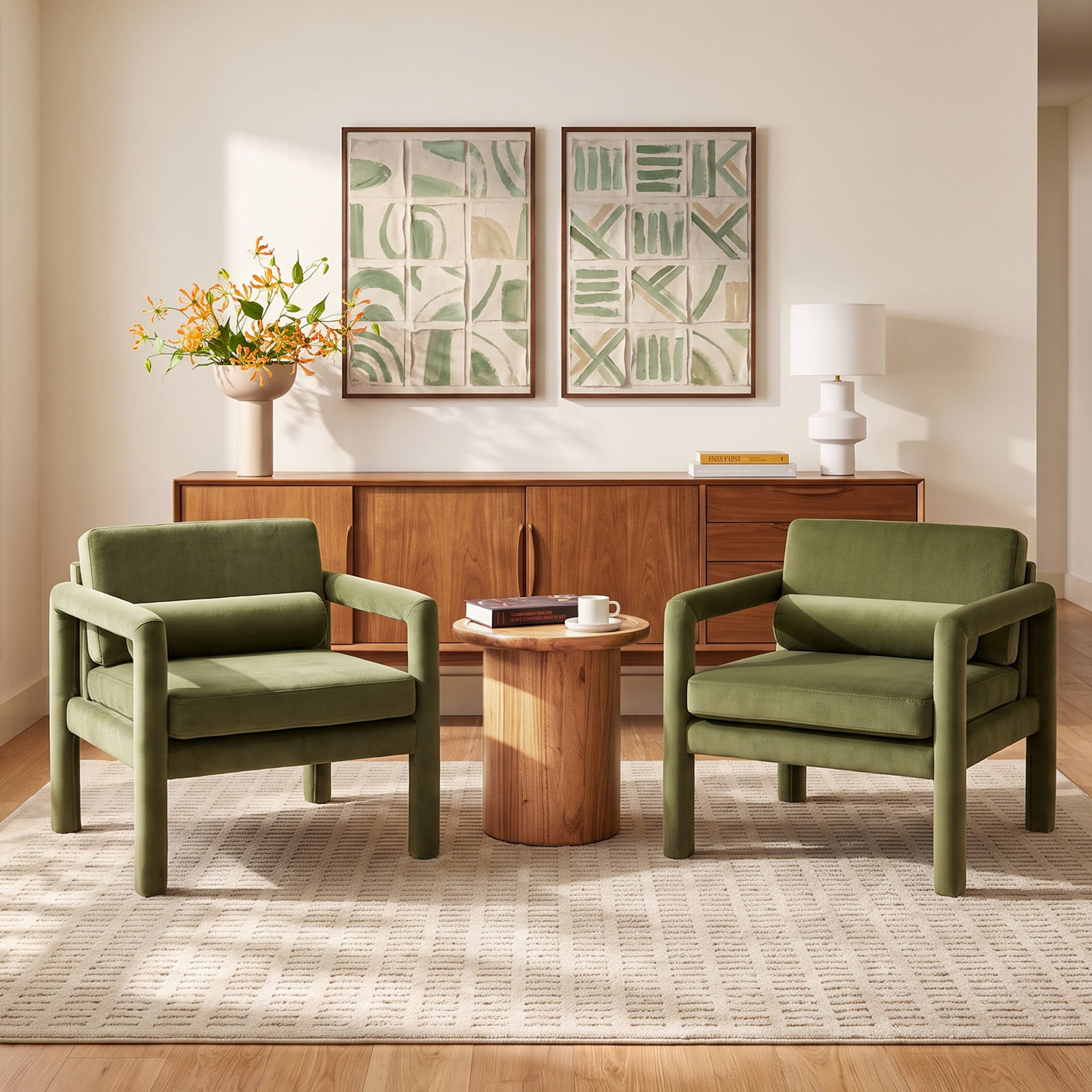 Solaris Velvet Accent Chair, Green Velvet