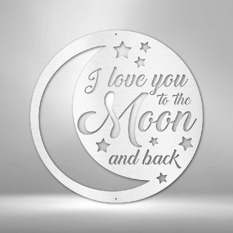 Love You to Moon and Back, Blanc, H 14,25 po x l 14,5 po x P 0,5 po