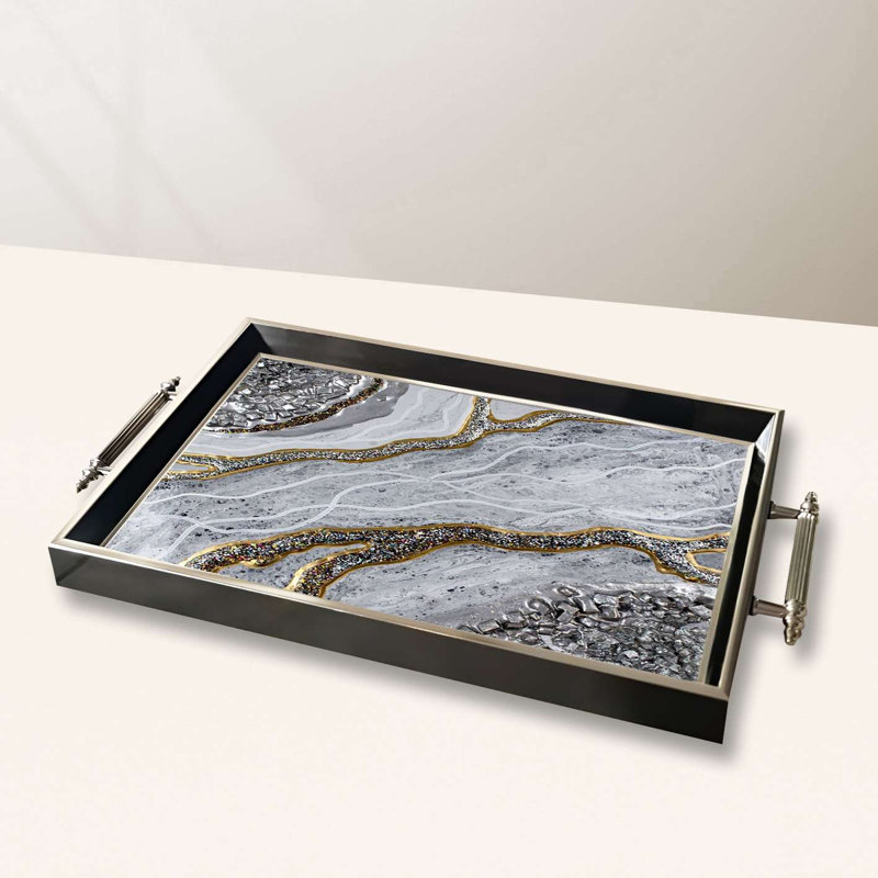 Élégant plateau de service en verre 19,7 x 11,4 x 1,4 pouces | 100% verre de haute qualité | Parfait pour recevoir et servir | Conception élégante et fonctionnelle pour la maison et les fêtes | Durable et facile à nettoyer