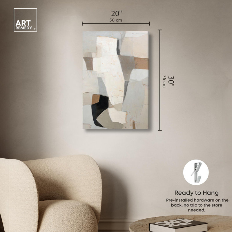 Ancienne impression sur toile, "Modern Wall I" par Art Remedy, H 20 po x l 30 po, Toile tendue avec châssis