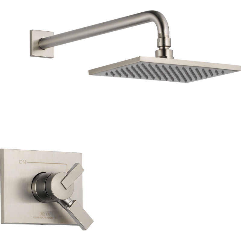 Vero 17 Series Dual-Function Shower Trim Kit with Single-Spray Touch-Clean Rain Shower Head, Stainless (Valve Not Included)
