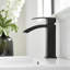 Robinet de meuble-lavabo contemporain noir, robinet de lavabo monotrou fixé au comptoir avec alliage d'aluminium et robinet de salle de bain moderne de forme géométrique