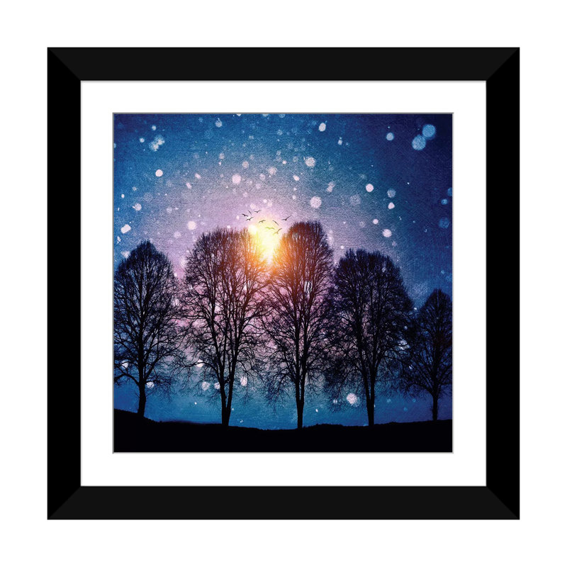 «Sounds Of Winter» par Viviana Gonzalez - impression sur toile, H 16 po x l 16 po x P 1 po, Papier beaux-arts encadré noir