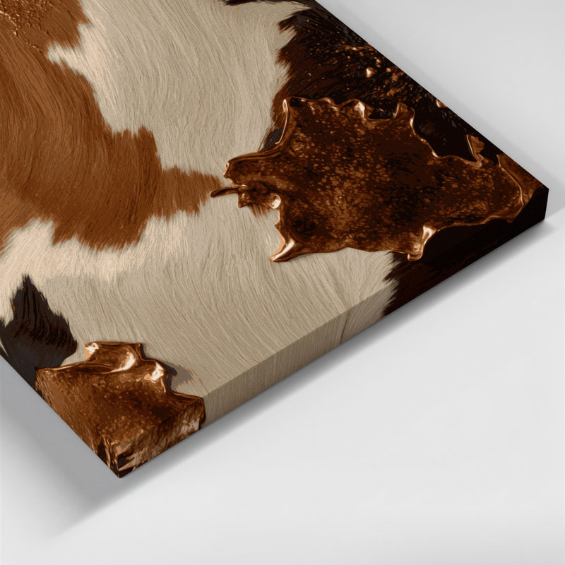 «Southwestern Patterns» en cuir de vache, art mural brun sur toile, H 12 po x l 18 po