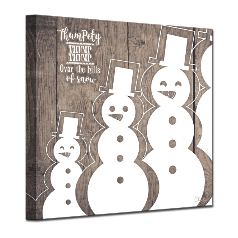 Impression sur toile tendue bonhomme de neige, H 30 po x l 30 po x P 1,5 po