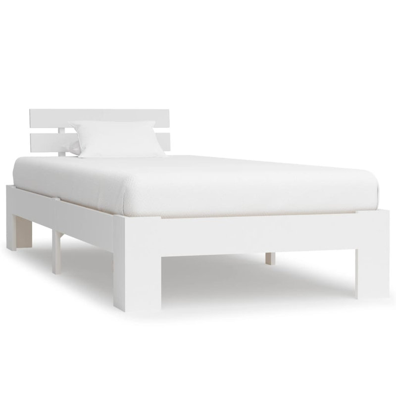 vidaXL Bed Frame Solid Pine Wood, White, European Single (95 x 200 cm)