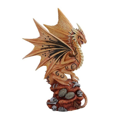 Figurine décorative en forme de dragon de dragon sur crâne tête de dragon anne stokes