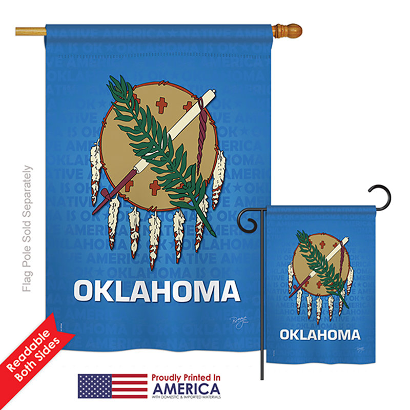 Ensemble de 2 drapeaux en polyester vertical décoratif 2 côtés oklahoma american statements