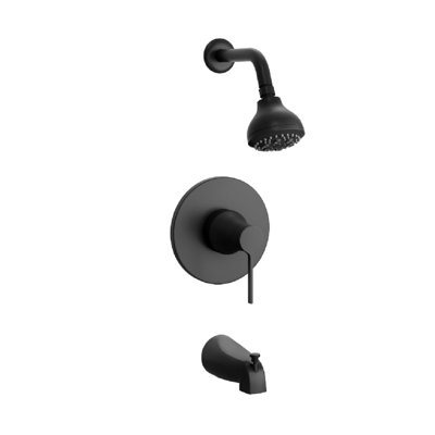 Garniture de baignoire et de douche à poignée simple en noir mat