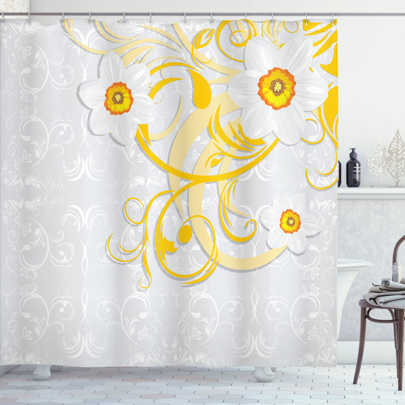 Daffodil Shower Curtain Set + Hooks, 70" H x 69" W
