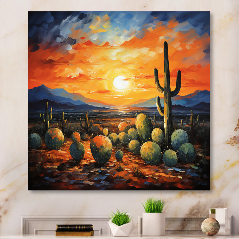 Cactus Sunset Desert Dreams In Mexico I - Desert Metal Wall Art, 29" H x 29" W