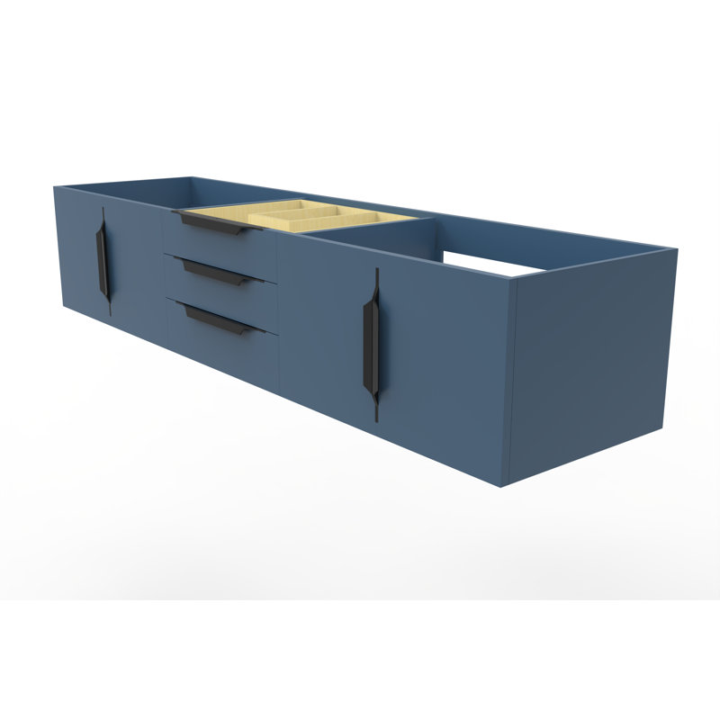 Alpine 72'' Wall-Mounted Single Vanity Base Only, Blue/Black
