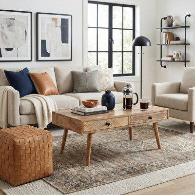 Sedillo Solid Wood Four Leg Coffee Table with Storage