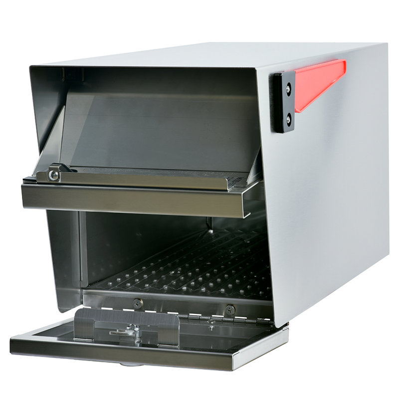Mail Manager Locking Security Post Mounted Mailbox, Stainless Steel