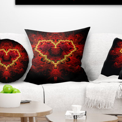 Texture de cœur rouge fractal - coussin imprimé abstrait