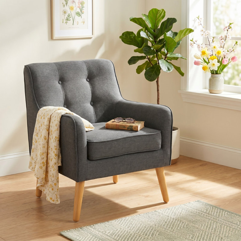 Fauteuil rembourré Alcide, Gris anthracite