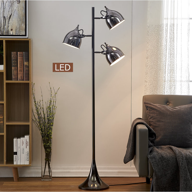 64'' Tree Floor Lamp, Black Chrome