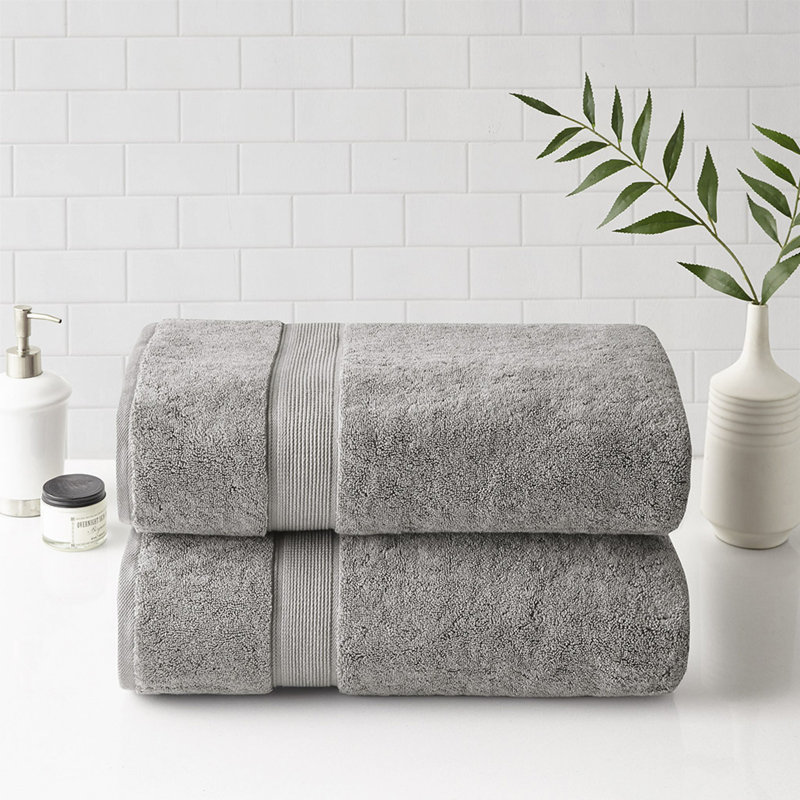 100% Cotton Bath Sheet Antimicrobial 2 Piece Set, Silver