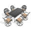Extérieur 7 repas: 6 chaises pivotantes et table rectangulaire en noir résistant aux intempéries: zèbre