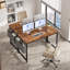 Bureau d'ordinateur de 47 po avec structure en métal, surface imperméable et sac de rangement - idéal pour le bureau-1676133824-1676133839