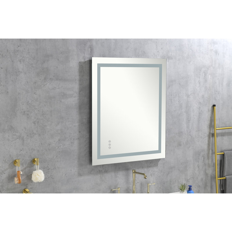 Miroir de salle de bain DEL, 36 po x 40 po, Chrome chrome