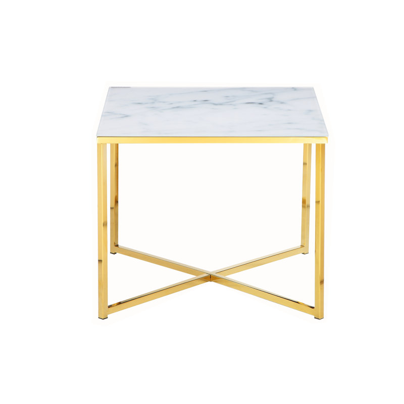 Jarratt End Table, White, Gold 